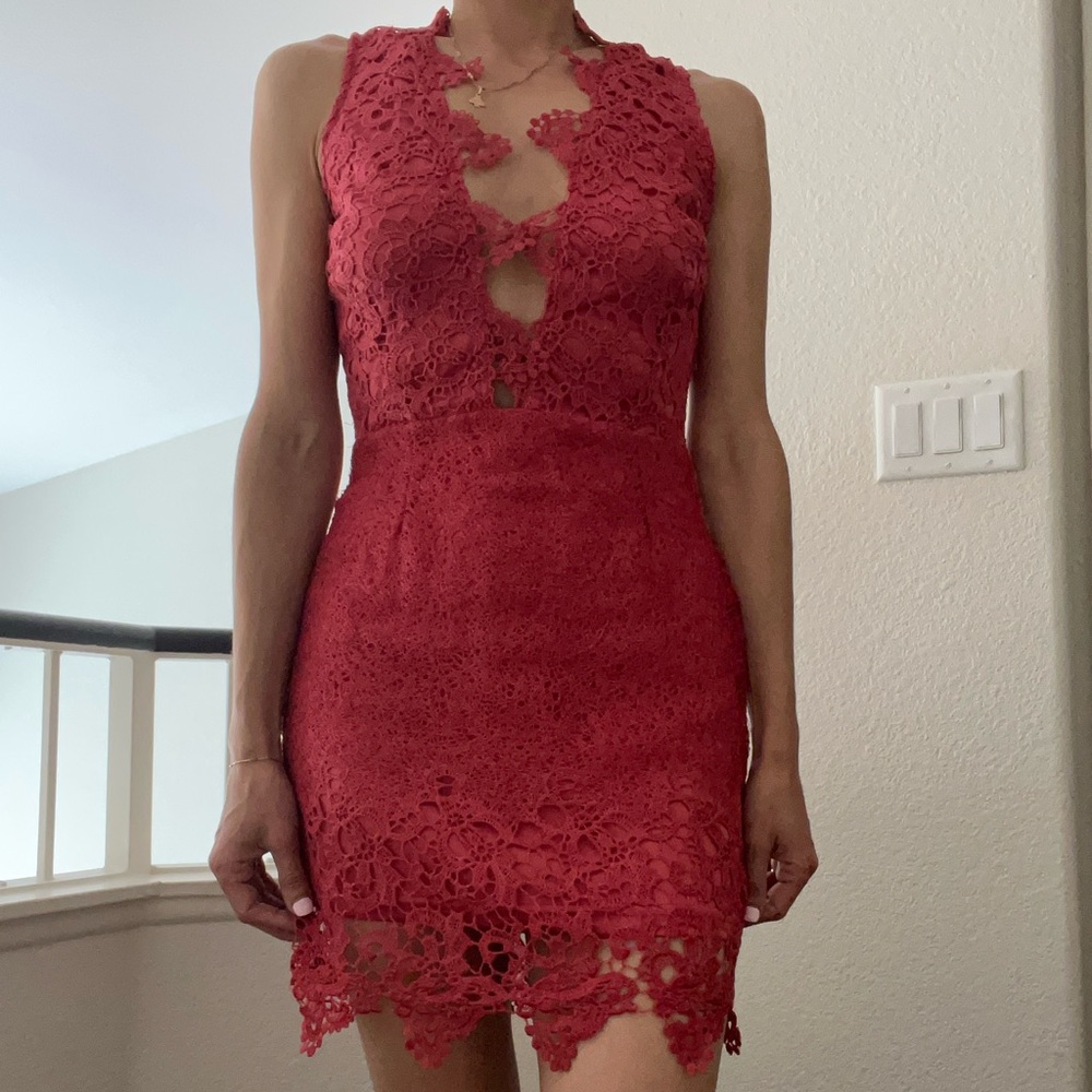 Red/Orange Lace Bodycon Dress
